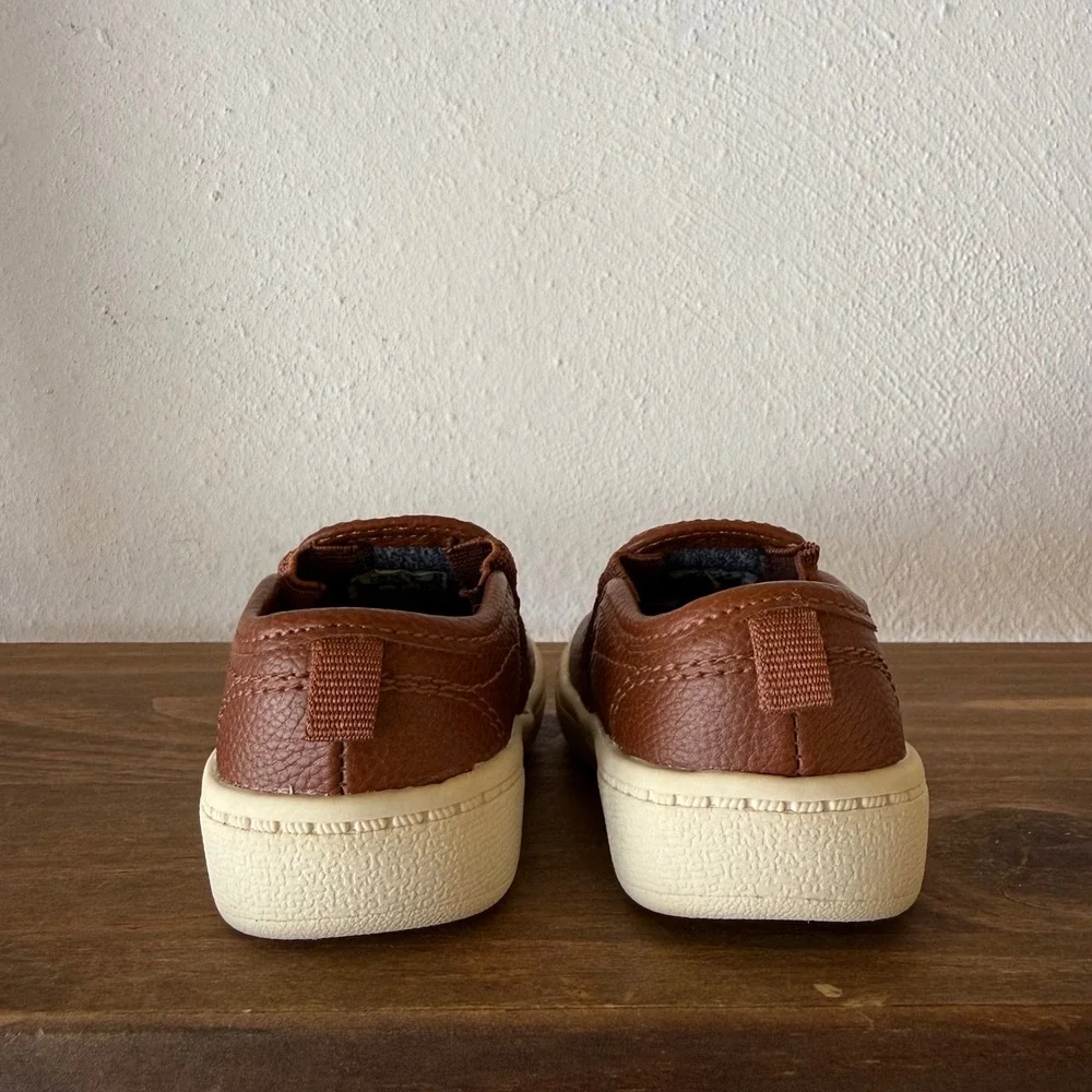 Carter's Ricky Toddler Slip On Sneakers Size 4 Brown Faux Leather Casual